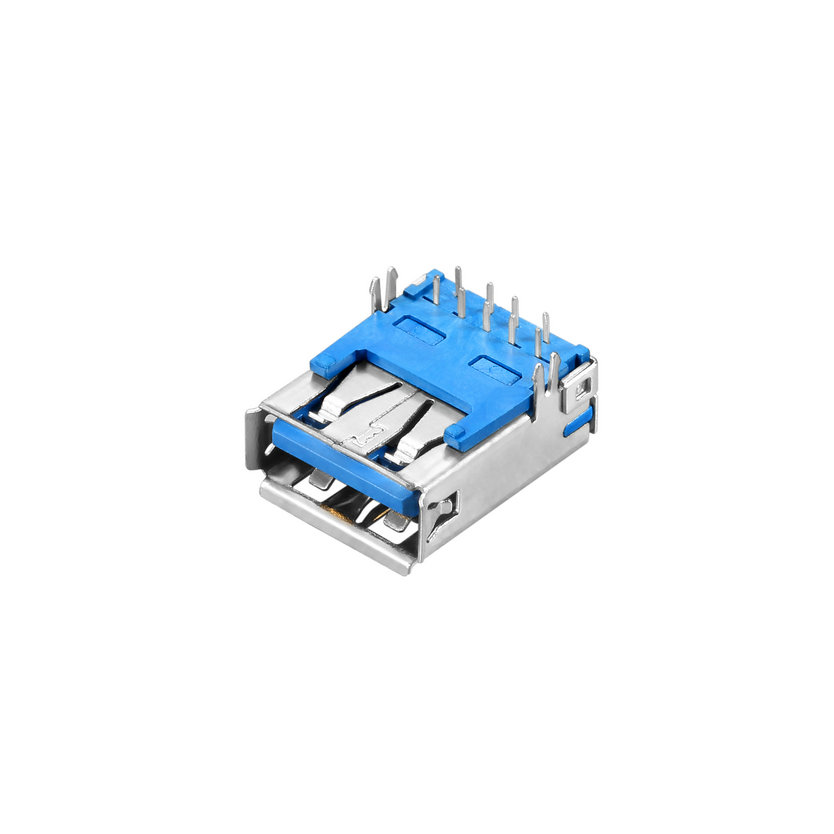 USB 3.0  , AType,Female,Right Angle Type°  DIP, Harpoon foot，No piping, I/O connector